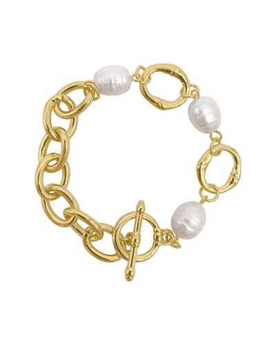 Shop Adornia 14k Plated 10mm Mm Pearl Toggle Bracelet