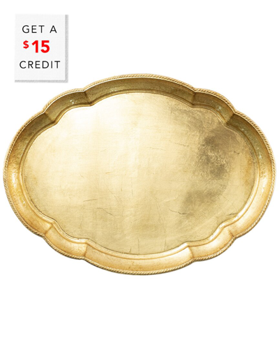 Shop Vietri Florentine Wooden Accessories Gold Large Oval Tray With $15 Credit