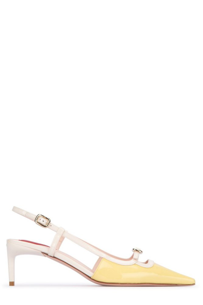 Shop Roger Vivier Square Toe Slingback Pumps In Yellow