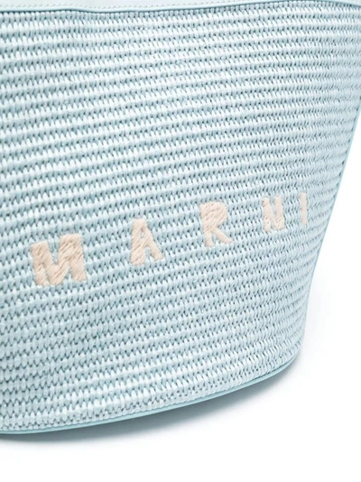 Shop Marni Interwoven-design Logo Tote Bag In Blue