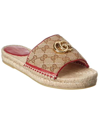 Shop Gucci Gg Matelasse Canvas & Leather Sandal In Red