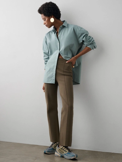 Shop White + Warren Superfine Organic Cotton Kick Flare Pant In Dark Sage