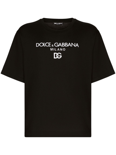 Shop Dolce & Gabbana Embroidered Logo T-shirt In ブラック