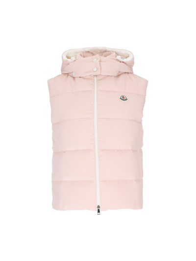 Shop Moncler Velvet Vest In Pink