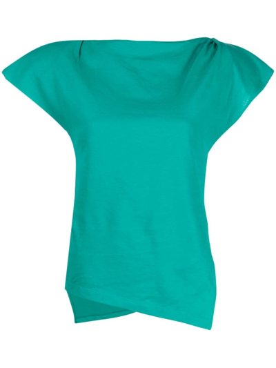 Shop Isabel Marant Asymmetrical T-shirt In グリーン