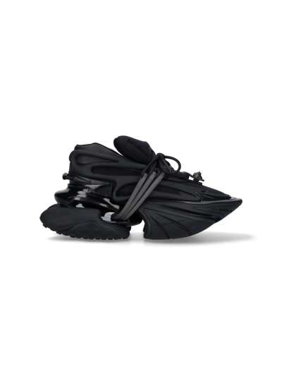 Balmain Unicorn Leather Low-top Sneakers In Black  