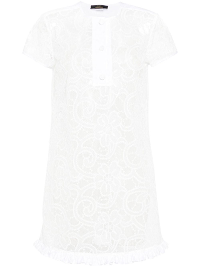 Shop Twinset `actitude` Embroidered Organdy Short Dress In White