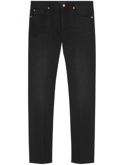 Shop Versace ` Embroidery Jeans In Black  