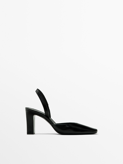 Shop Massimo Dutti Heeled Slingback Shoes In Black