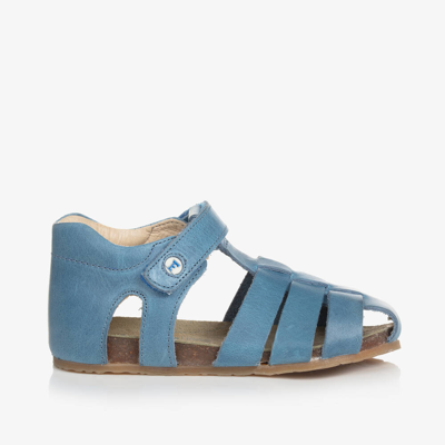 Shop Falcotto By Naturino Boys Blue Leather Cage Sandals