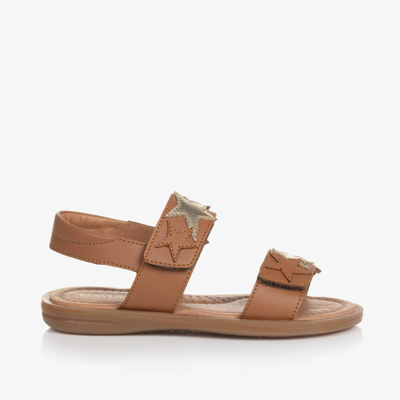 Shop Naturino Girls Brown Leather Star Sandals