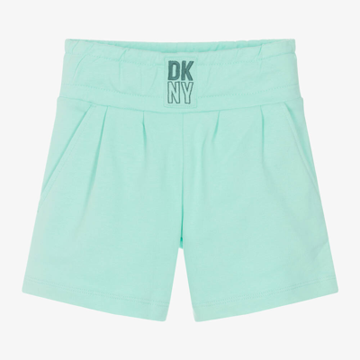 Shop Dkny Girls Green Cotton Jersey Shorts