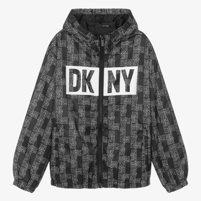 Shop Dkny Teen Black Hooded Windbreaker Jacket