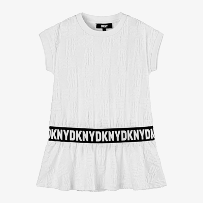 Shop Dkny Girls White Cotton Towelling Dress