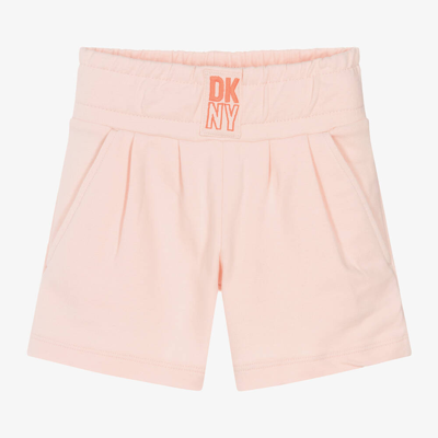 Shop Dkny Girls Pink Cotton Jersey Shorts