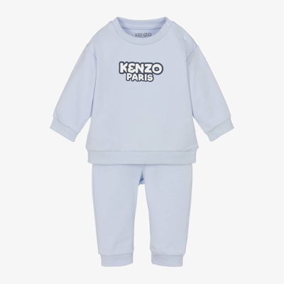 Shop Kenzo Kids Baby Boys Blue Cotton Trouser Set