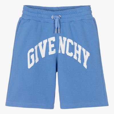 Shop Givenchy Teen Boys Blue Cotton Shorts
