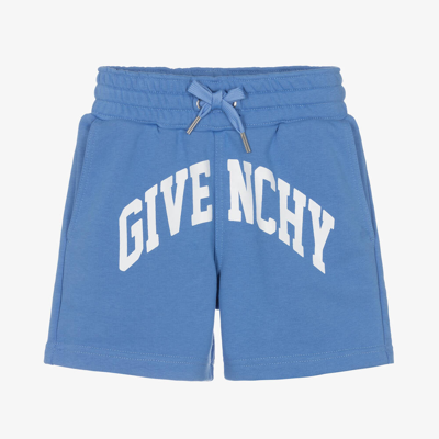 Shop Givenchy Boys Blue Cotton Varsity Shorts