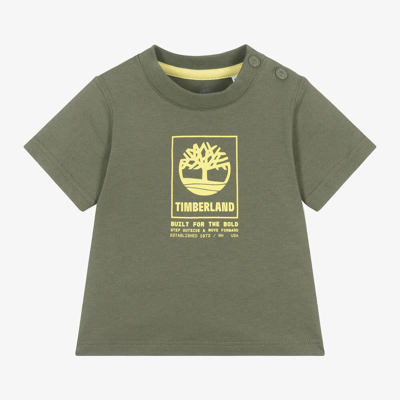 Shop Timberland Boys Khaki Green Organic Cotton T-shirt