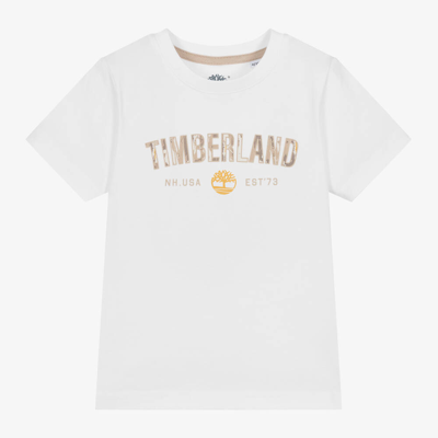 Shop Timberland Boys White Organic Cotton T-shirt