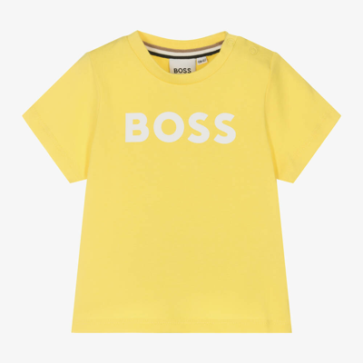 Shop Hugo Boss Boss Baby Boys Yellow Cotton T-shirt