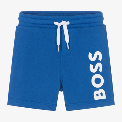 Shop Hugo Boss Boss Boys Blue Cotton Jersey Shorts