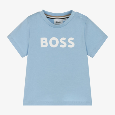 Shop Hugo Boss Boss Baby Boys Pale Blue Cotton T-shirt