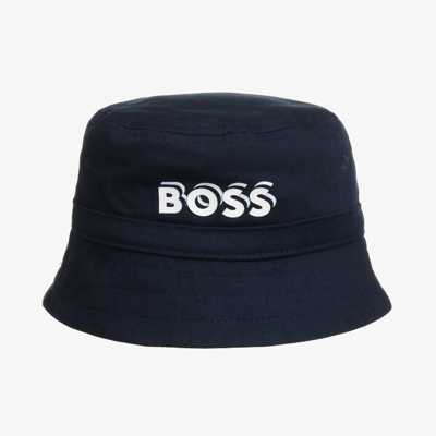Shop Hugo Boss Boss Baby Boys Navy Blue Cotton Bucket Hat