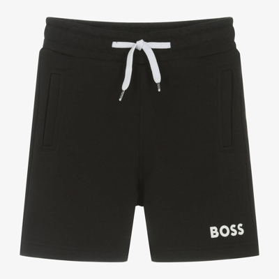 Shop Hugo Boss Boss Boys Black Cotton Shorts