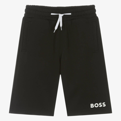 Shop Hugo Boss Boss Teen Boys Black Cotton Shorts