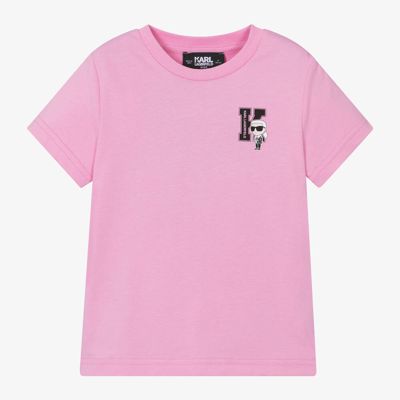 Shop Karl Lagerfeld Kids Boys Pink Organic Cotton T-shirt