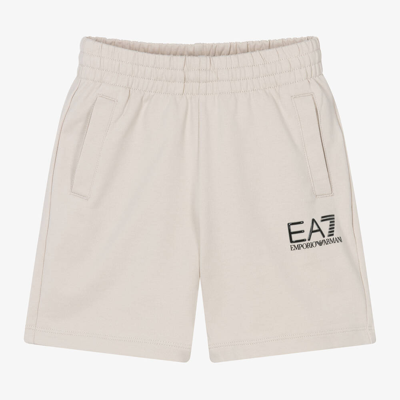 Shop Ea7 Emporio Armani Boys Beige Cotton Jersey Shorts
