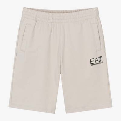 Shop Ea7 Emporio Armani Teen Boys Beige Cotton Jersey Shorts