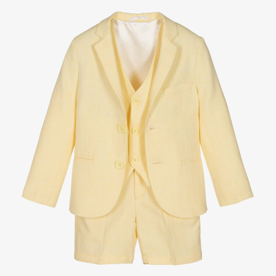 Shop Caramelo Boys Yellow Linen & Cotton Suit