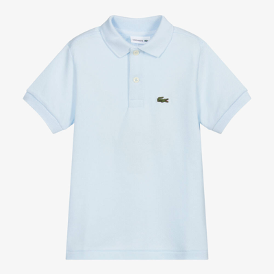 Shop Lacoste Pale Blue Cotton Crocodile Polo Shirt