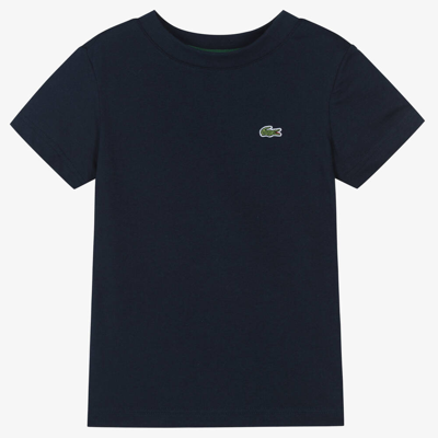 Shop Lacoste Navy Blue Organic Cotton T-shirt