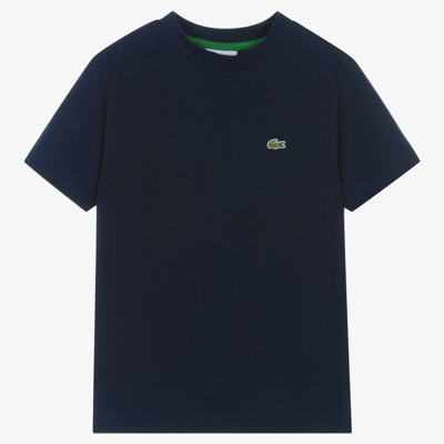 Shop Lacoste Teen Navy Blue Organic Cotton T-shirt
