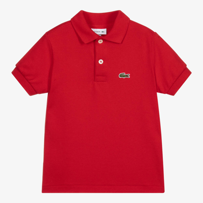 Shop Lacoste Red Cotton Crocodile Polo Shirt