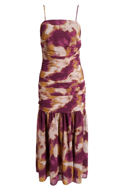 Shop Chelsea28 Removable Strap Ruched Dress In Purple Multi Mineral Diffuse