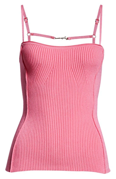 Shop Jacquemus Le Haut Sierra Rib Camisole In Neon Pink