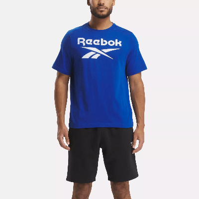 Shop Reebok Men's  Identity Big Stacked Logo T-shirt In Blue