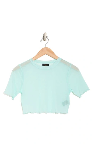 Shop Afrm Isla Mesh Crop Shirt In Aqua