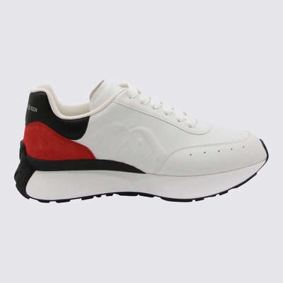 Shop Alexander Mcqueen White, Black And Red Leather Sprint Sneakers