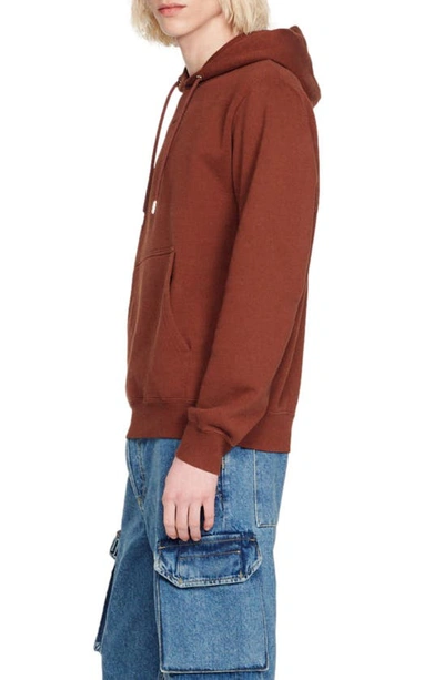 Shop Sandro Embroidered Logo Hoodie In Brown