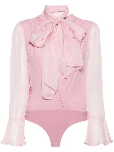 Shop Pinko Draped-detail Bodysuit In Hot Pink