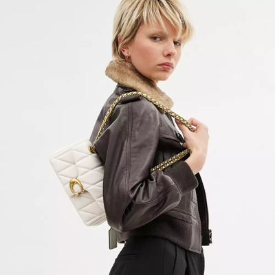 Coach Tabby Shoulder Bag 20 With Quilting In Brass/chalk