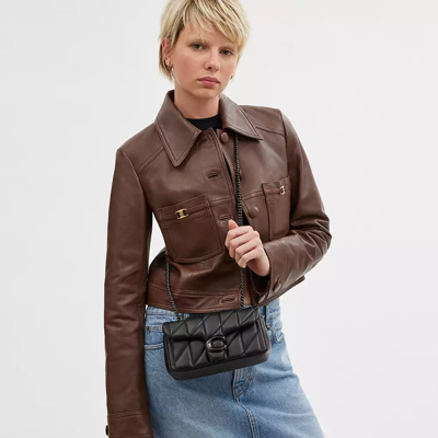 Coach Tabby Shoulder Bag 20 With Quilting In Pewter/black