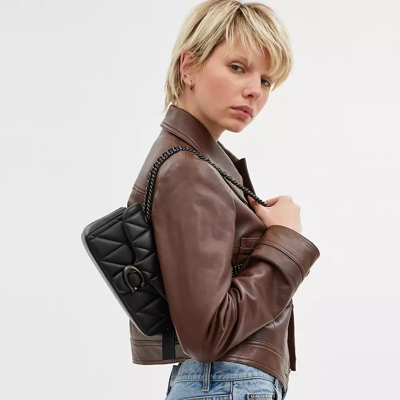 Coach Tabby Shoulder Bag 20 With Quilting In Pewter/black