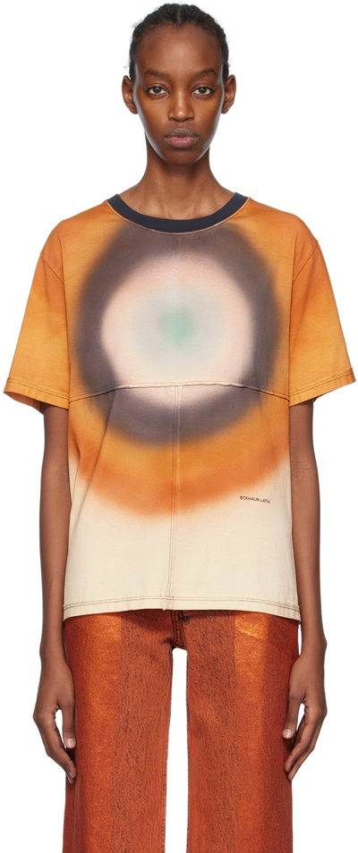 Shop Eckhaus Latta Orange Lapped T-shirt In Oxygen