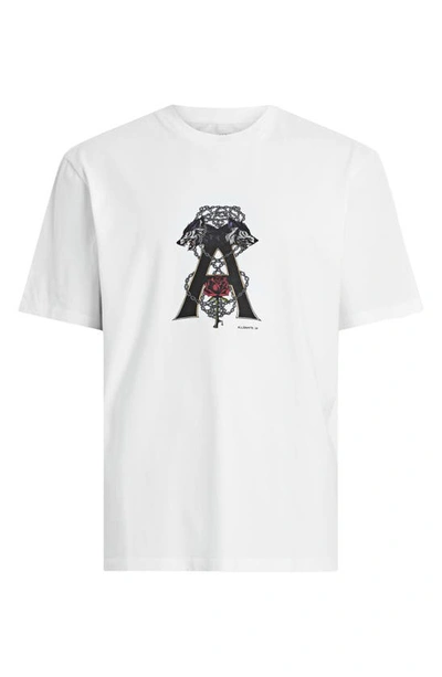 Shop Allsaints Wulfane Graphic T-shirt In Optic White